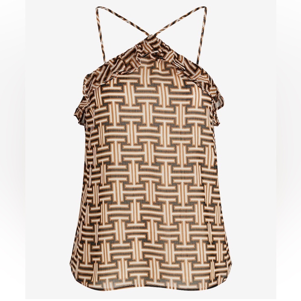 Express Printed Ruffle Halter Neck Tank, Small NWT - Picture 5 of 10